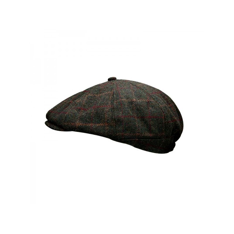 Peaky Stud Green Tweed Cap
