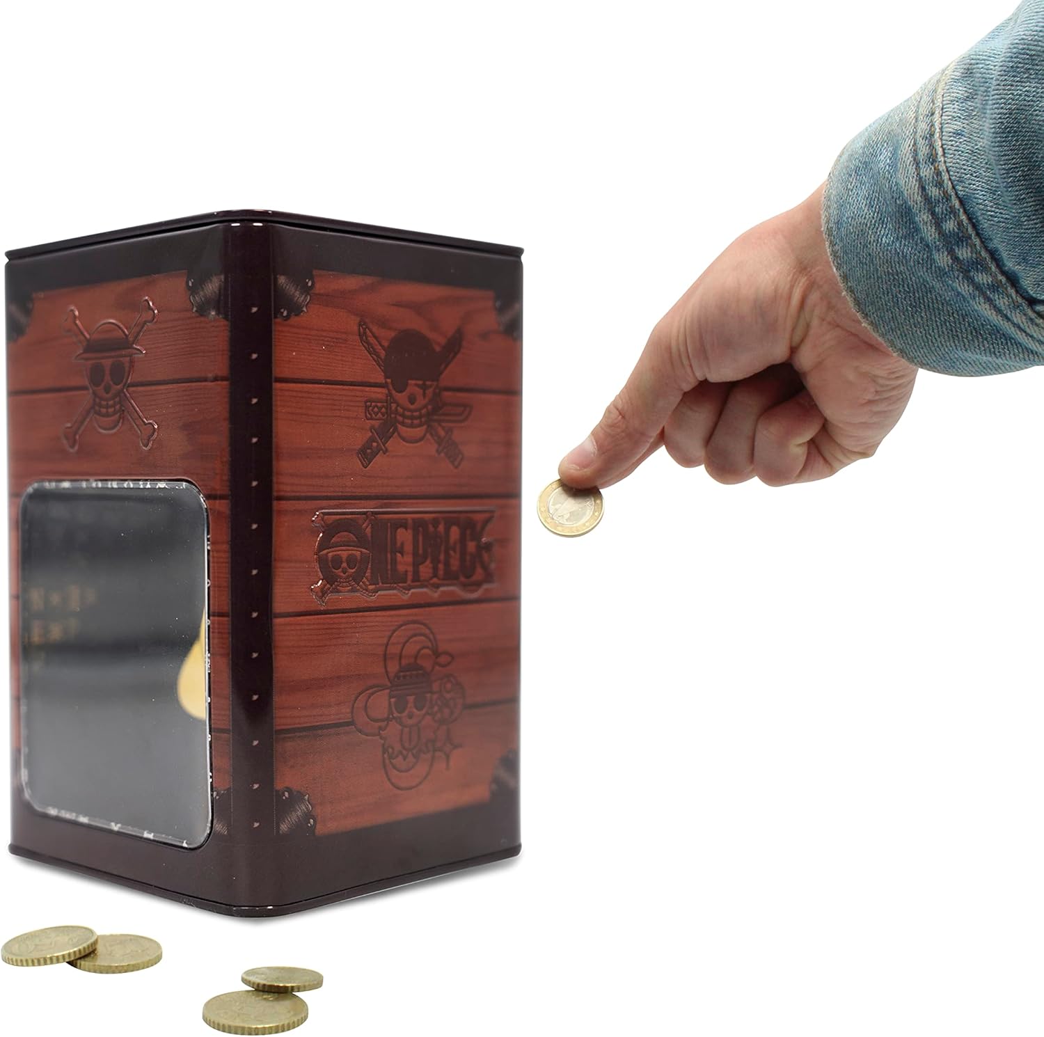 OFFICIAL ONE PIECE STRAW HAT ILLUSION MONEY BOX PIGGY BANK SAVINGS TIN NEW
