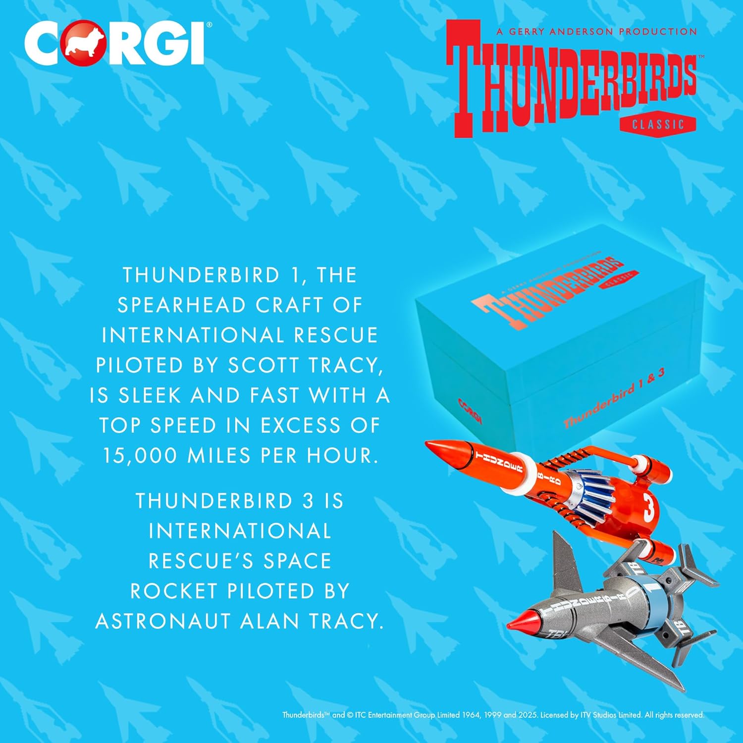 Corgi Diecast Model Cars - Thunderbirds F.A.B. Collection Thunderbird 1 and 3