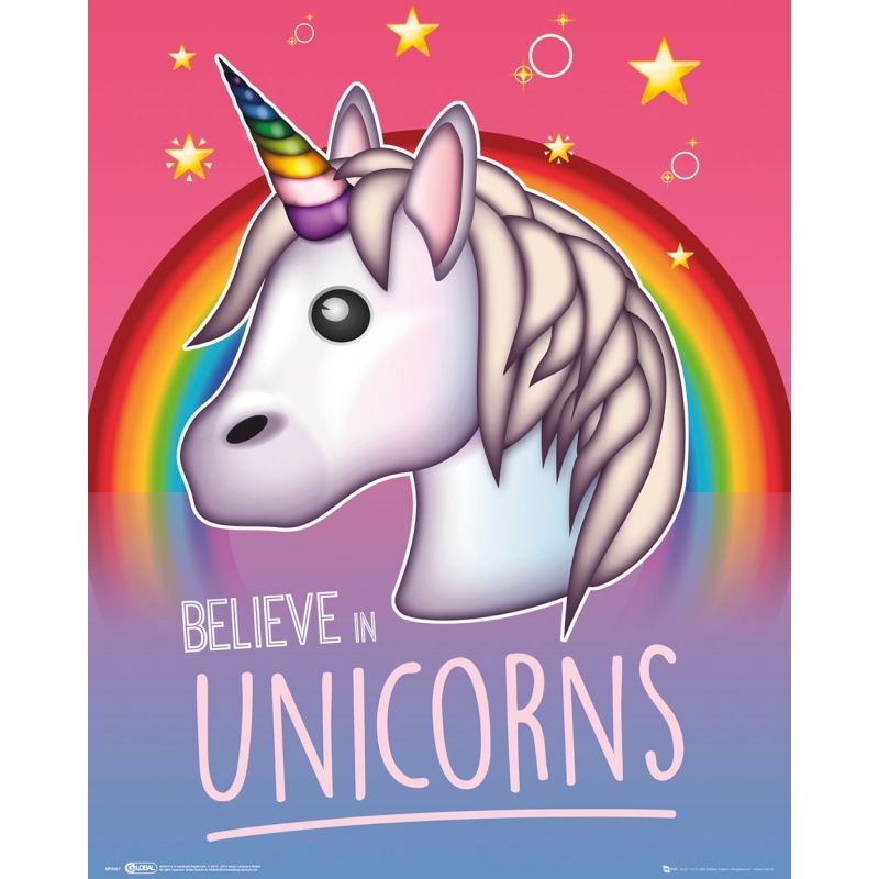 GB eye Emoji, Believe in Unicorns, Mini Poster 40x40 cm, Various