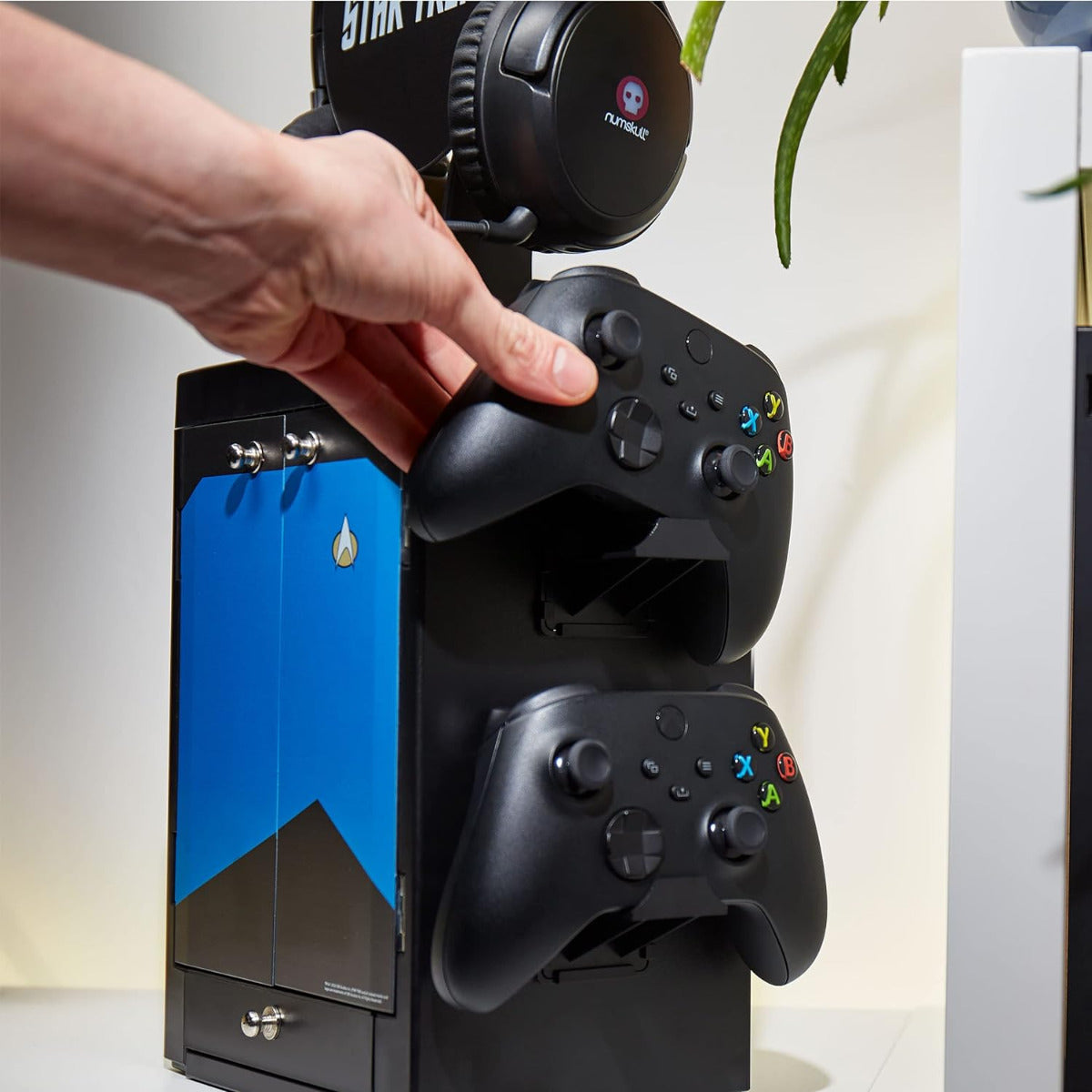 Numskull Blue Gaming Locker, Controller Holder, Headset Stand for PS5, Xbox Series X S, Nintendo Switch-Official Star Trek Merchandise