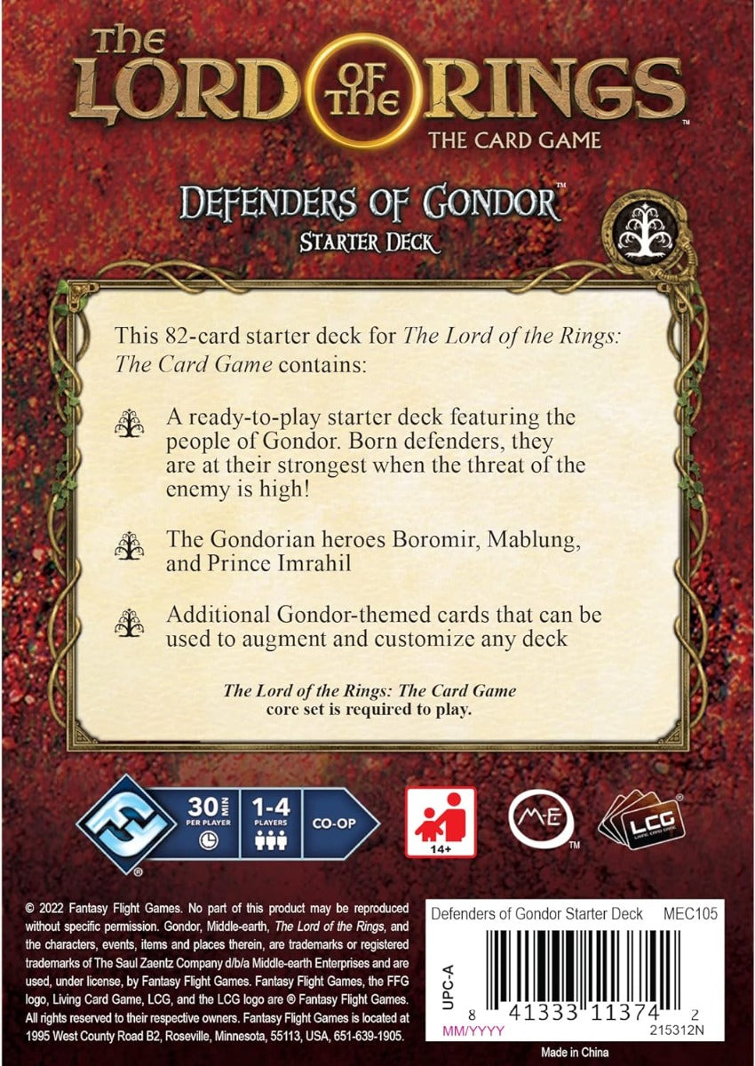 Fantasy Flight Games | The Lord of the Rings LCG: Defenders of Gondor Starter Deck | Card Game |